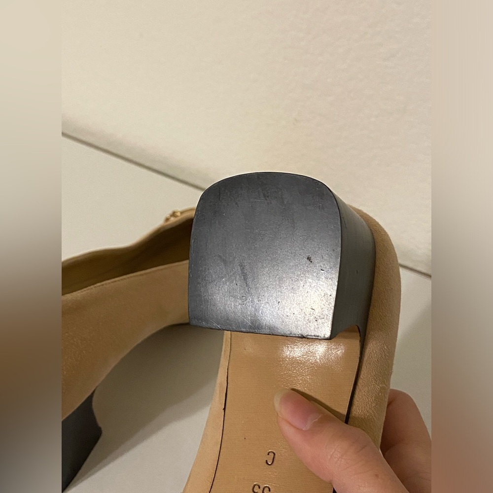 (NWOT) Gucci Vintage Suede Horse Bit Taupe Pink Mid-Heel Pointed Heels | 35C - Picture 11 of 16